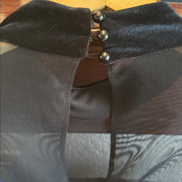 Jr. Nites by Caliendo Vintage Made in USA Velvet & Sheer Mesh Ling Sleeve Blouse - Picture 4 of 5